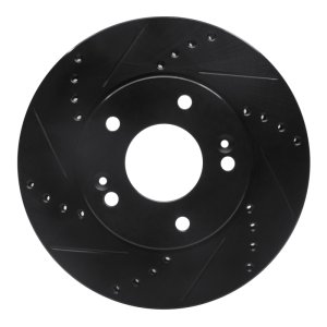 Kia Soul Brake Rotor (1) - Front Left - R1 Concepts - Drilled & Slotted - Black - `10-`11